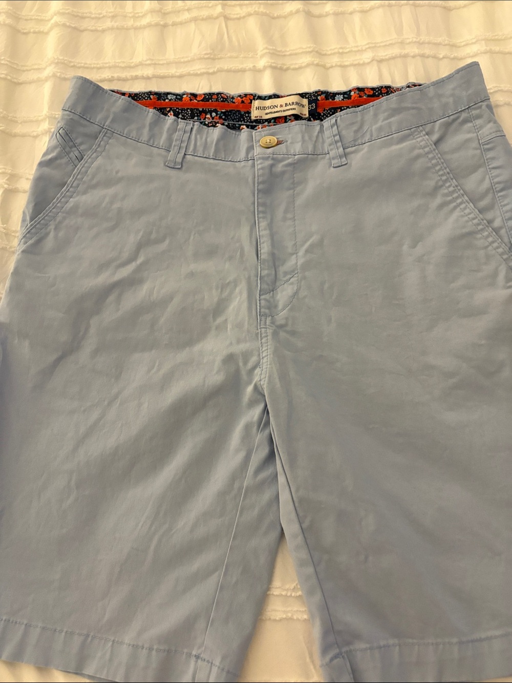 Hudson & Barrow Sky Blue Flat Front Men’s Shorts